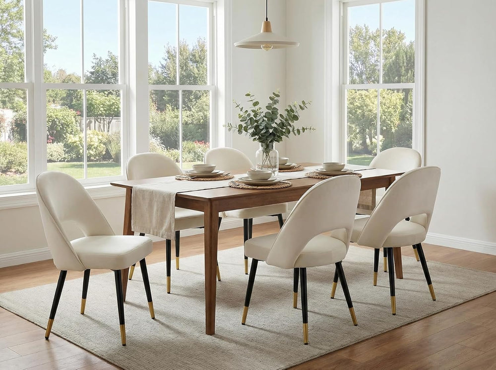HEAH-YO Velvet Dining Chairs Set of 6, Armless Kitchen Chairs with Metal Legs...