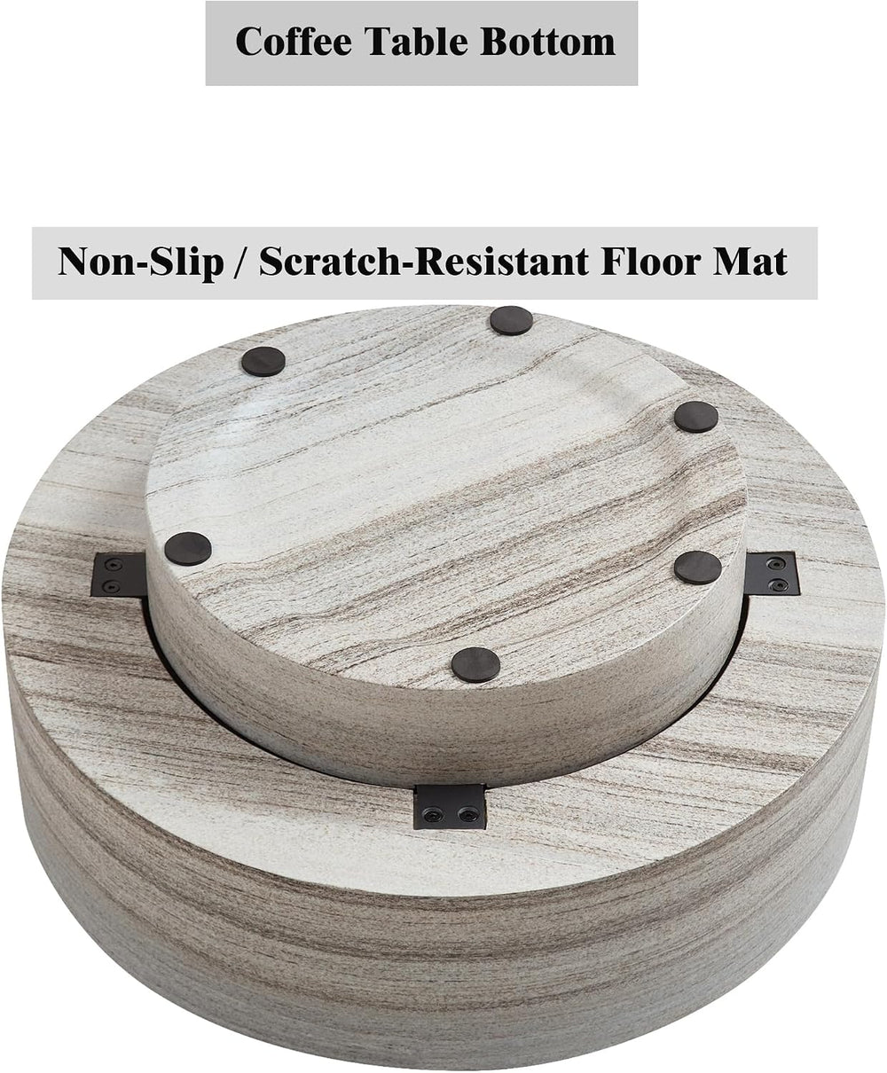 31.5" Round Faux Marble Coffee Table for Living Room (31.5"x12.8&qu...