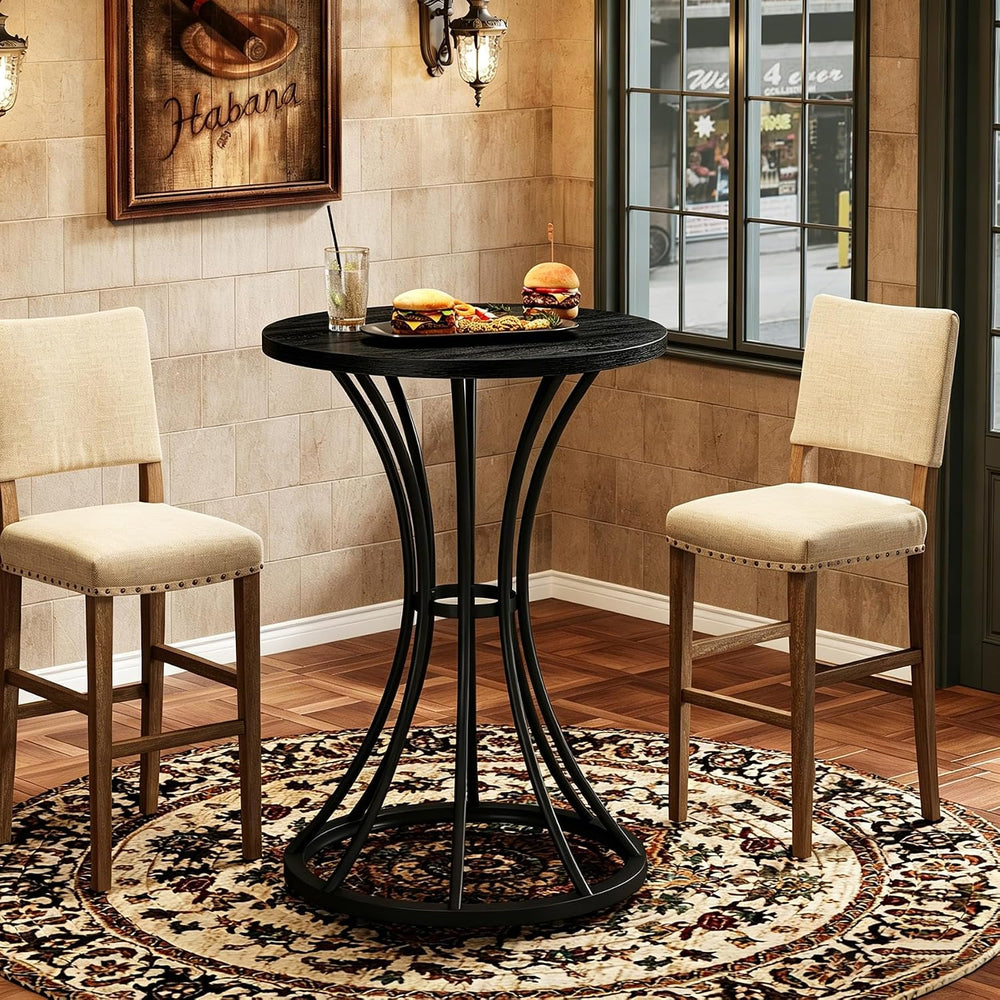 Tribesigns 37.4" H Bar Table, Round Bar Table with Curved Metal Base, Hi...