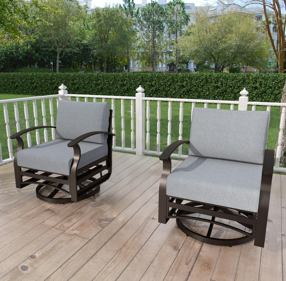 Kurapika 1 Piece Patio Furniture Chair, Outdoor Aluminum Swivel Glider Rocker...