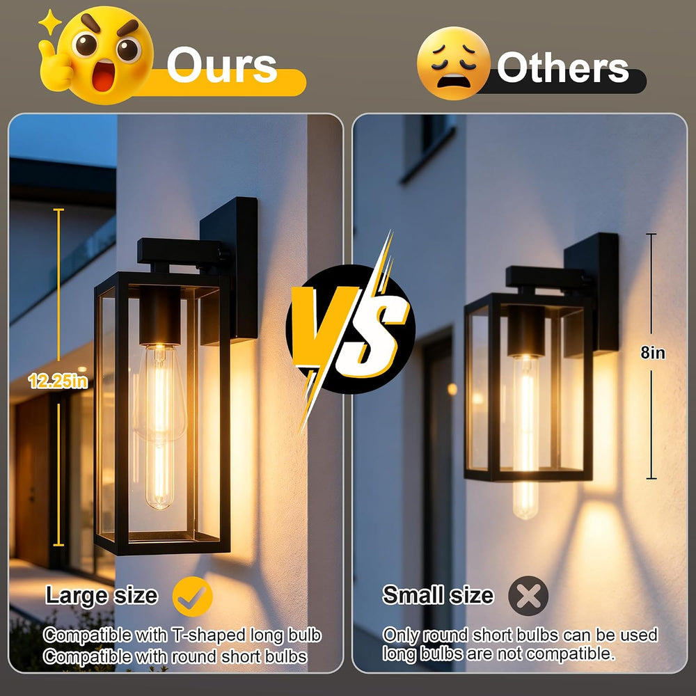 Kalium Porch Lights Outdoor Wall Light Fixture, Matte Black Wall Sconce | Tou...
