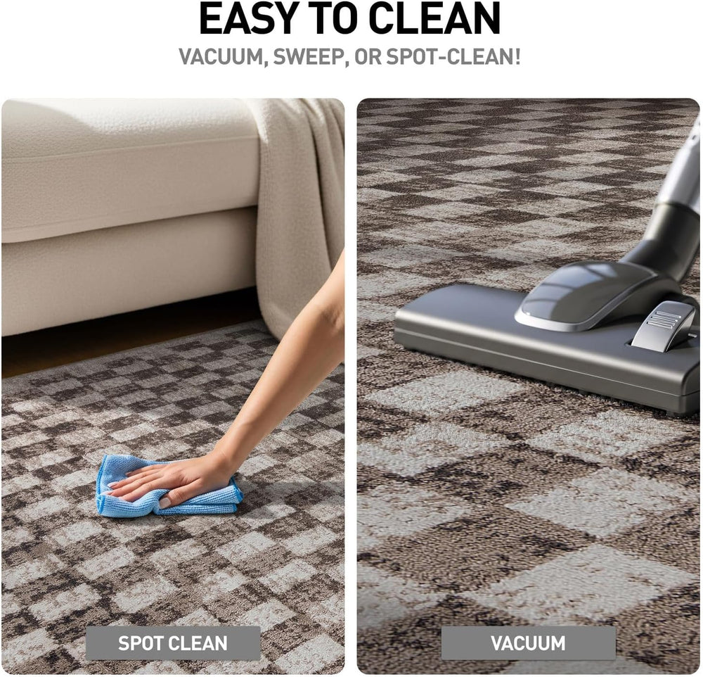 Rugshop Contemporary Checkered Grid Textured Area Rug Beige 7' 10" x...