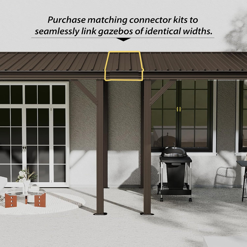 Domi 8' x 10' Lean to Hardtop Gazebo Wall Mounted Patio Gazebo Pergola