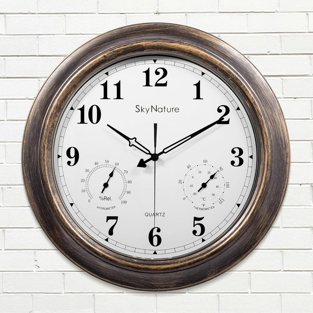 Outdoor Clock 18 Inch, Large Outdoor Clocks Waterproof Weatherproof with Ther...
