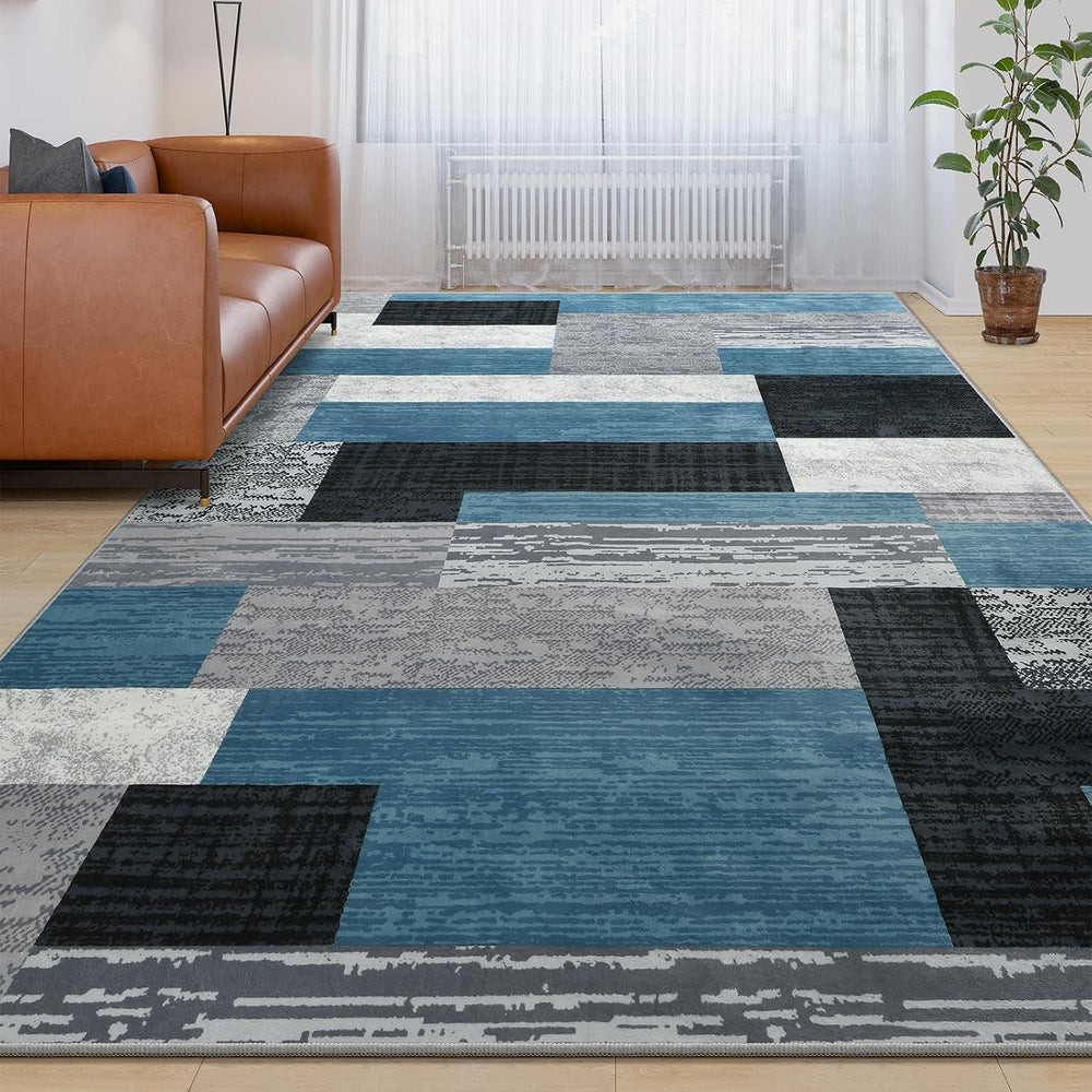 Large Area Rugs, Modern Geometric Patchwork Floor Decor Rockwood Collection
