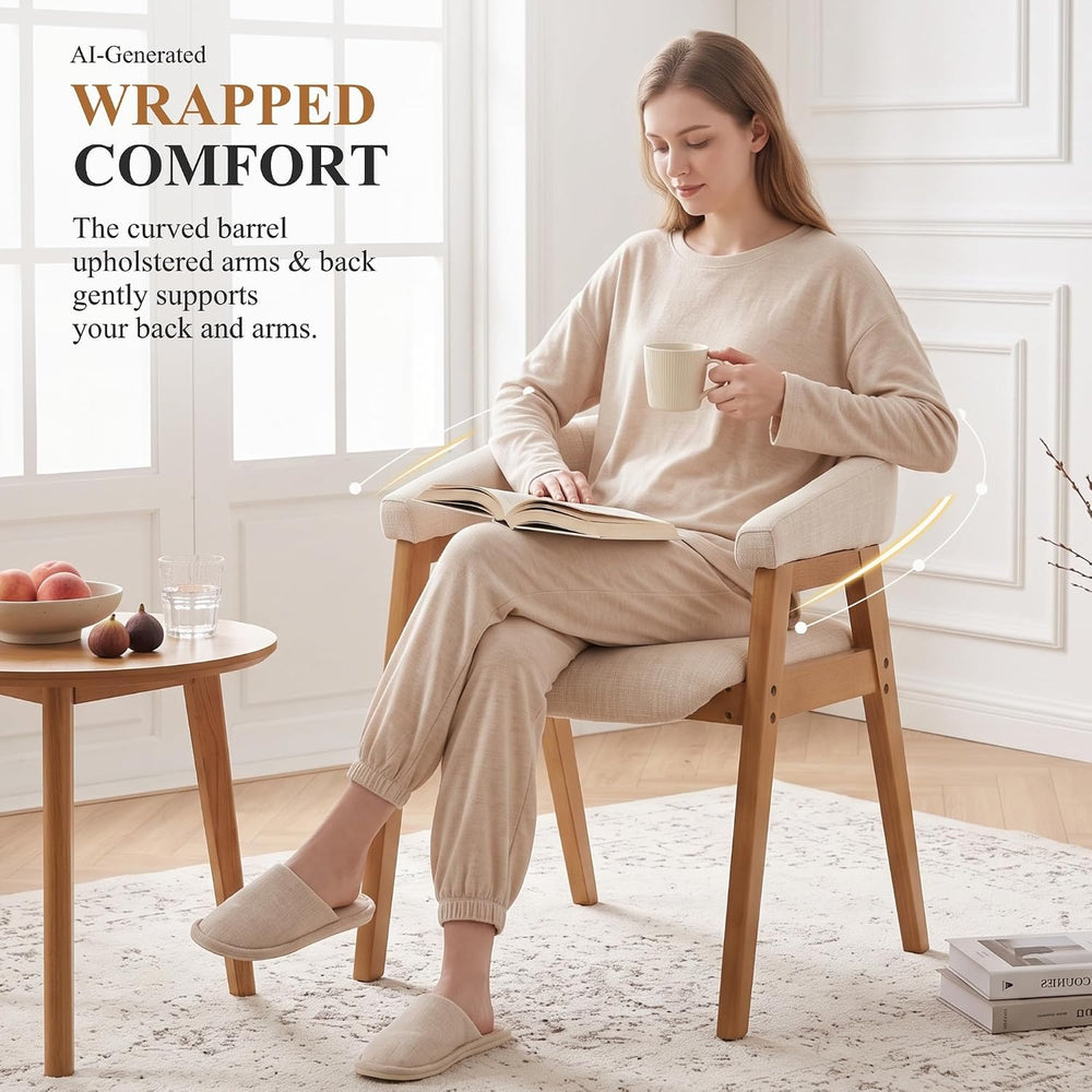 CIMOTA Modern Barrel Dining Chairs with Arms Set of 6, Upholstered Fabric Kit...