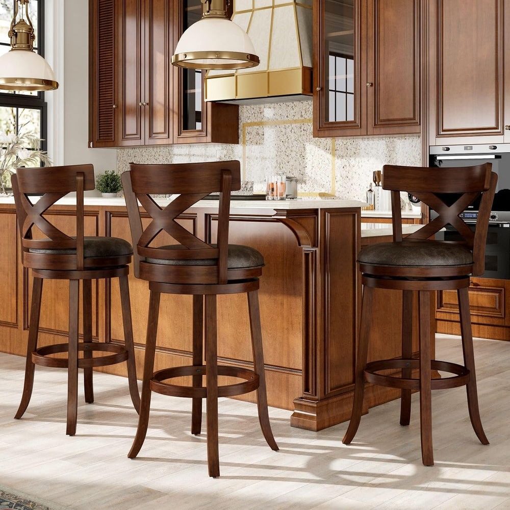 Sophia & William 30 Inch Swivel Bar Stools Set of 3, Bar Height Barstools