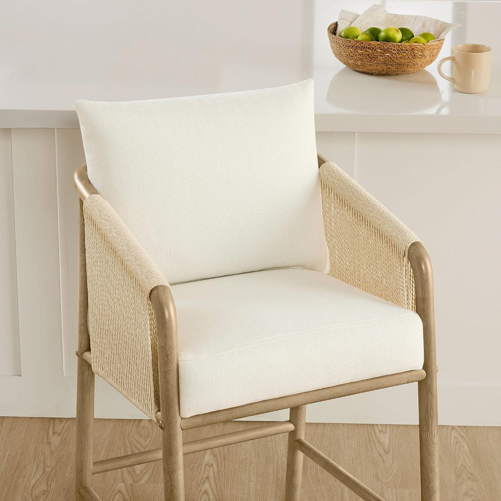 CHITA 27" Counter Height Bar Stools Set of 2, Boho Woven Paper Cord Coun...