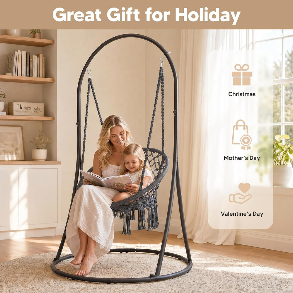 SUNCREAT Indoor Hammock Swing Chair with Stand, Hanging Chair Outdoor with St...