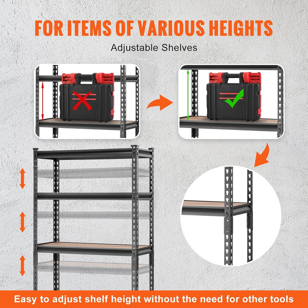 VEVOR Storage Shelves 5-Tier Adjustable 2000 lbs 30"x12"x60" S...