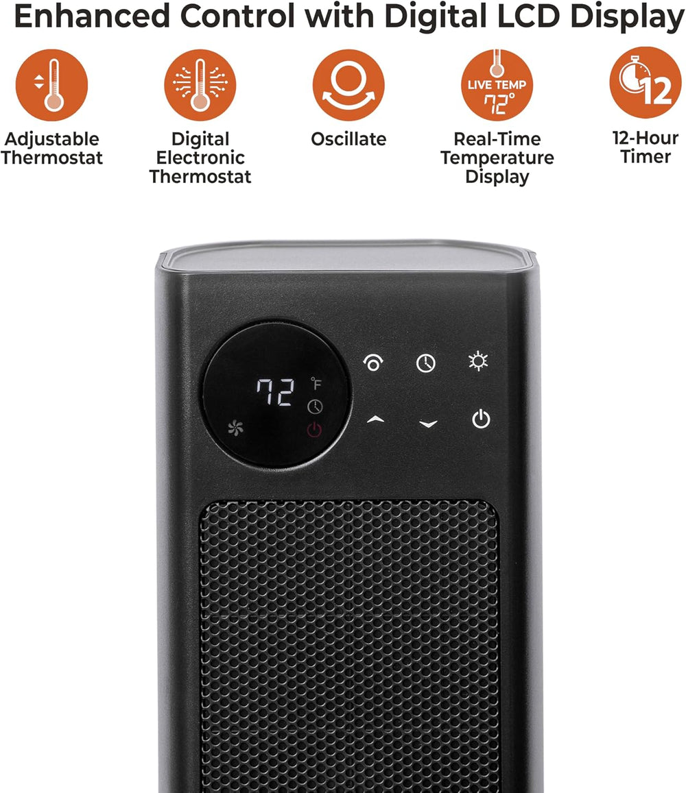 Comfort Zone 30" High Velocity Ceramic Tower Heater with LCD Display