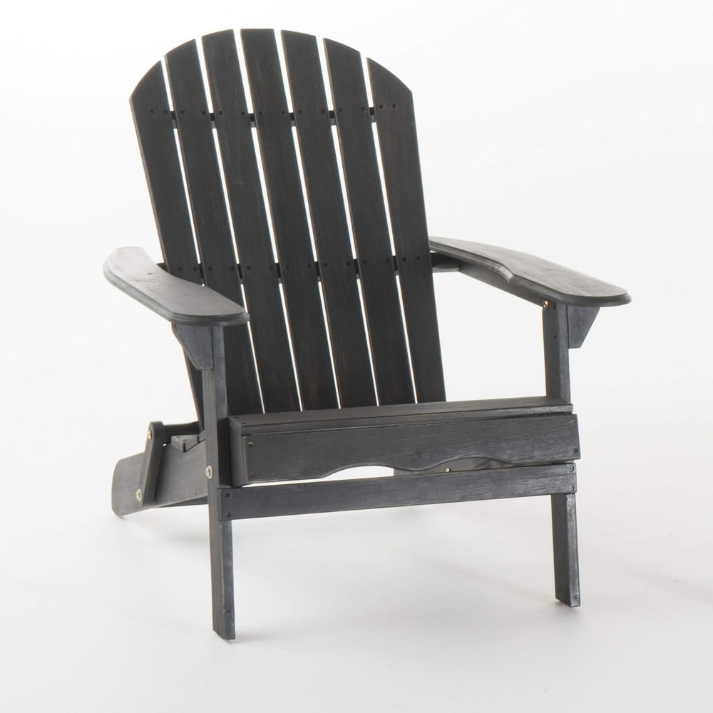 Christopher Knight Home Hanlee Acacia Wood Folding Adirondack Chair, Dark Grey