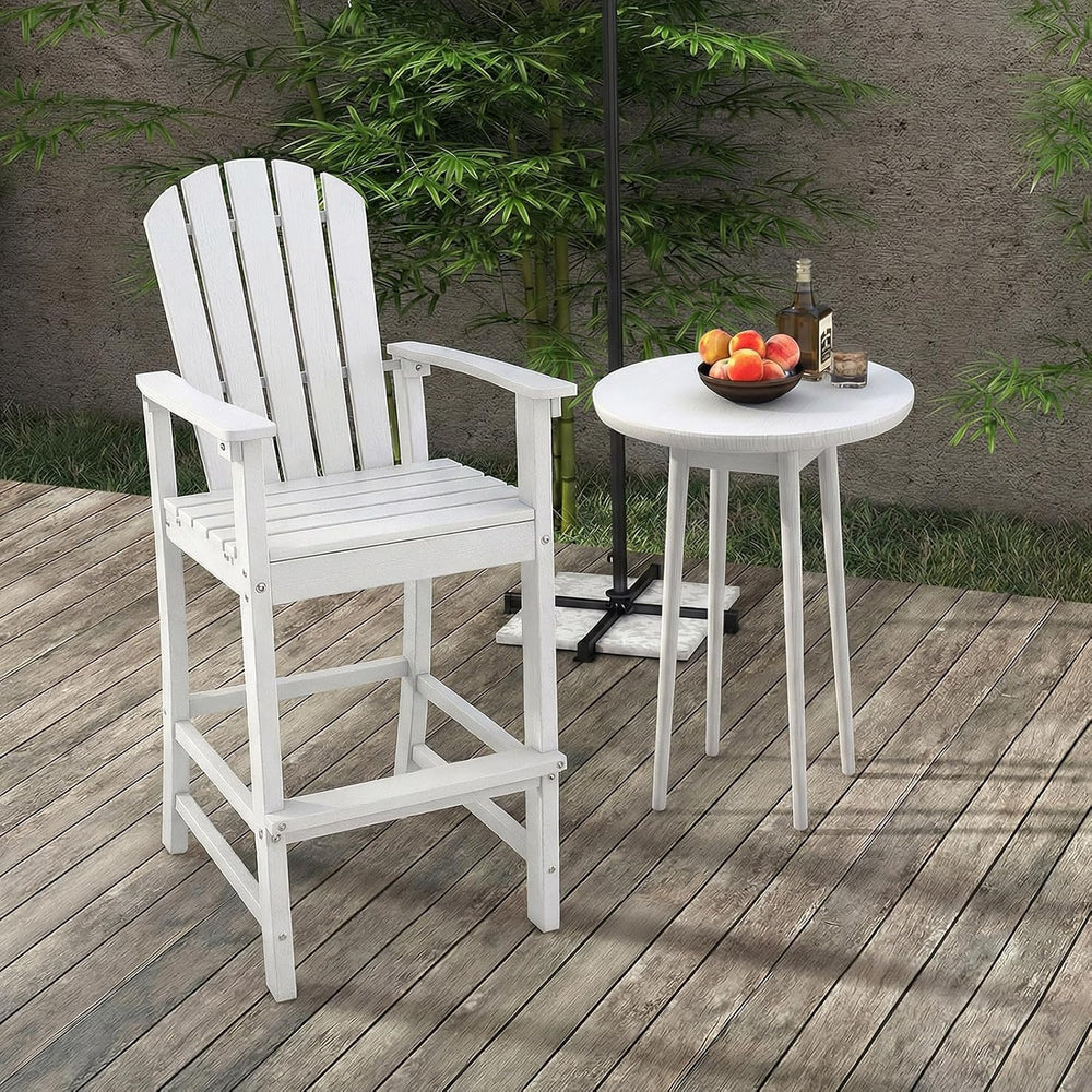 GIANTEX Set of 2 HDPE Outdoor Bar Stools, All Weather Tall Adirondack Chair w...