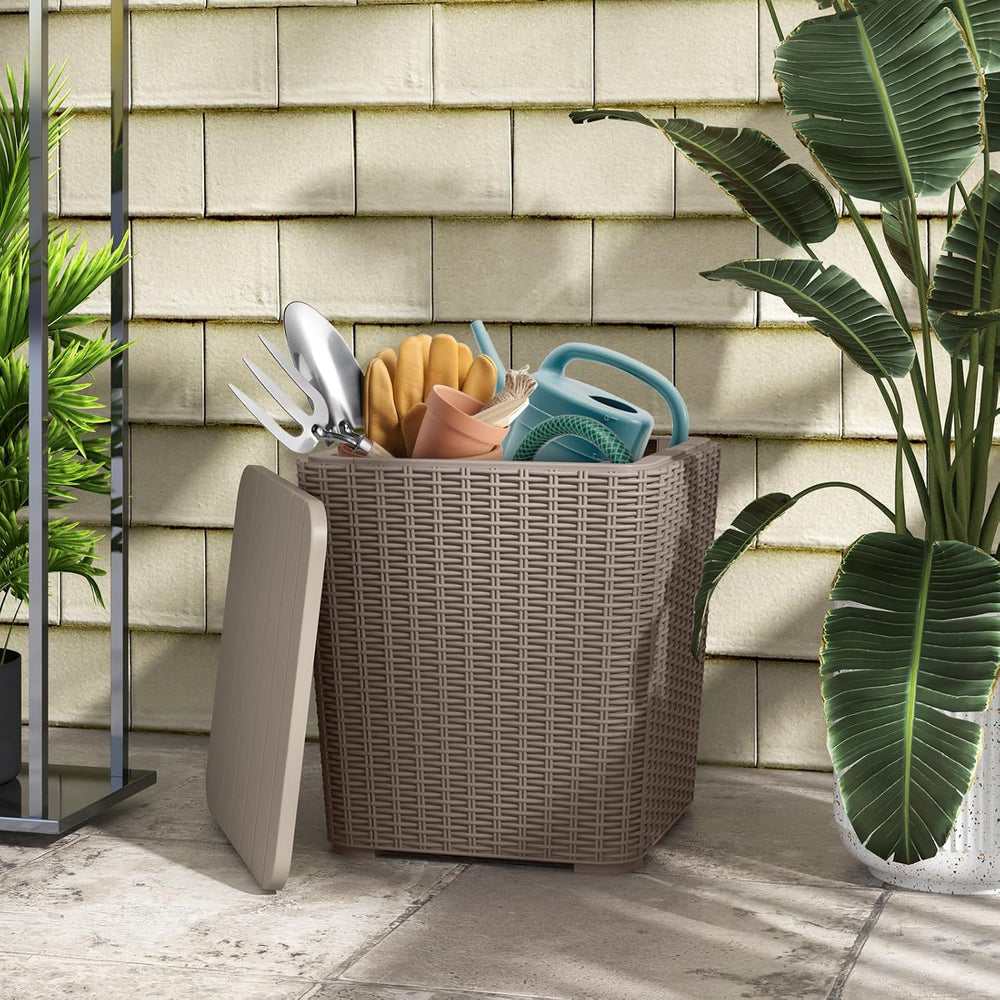 Tangkula 11.5 Gallon Water-proof Deck Box, Outdoor Patio Storage Box w/Remova...