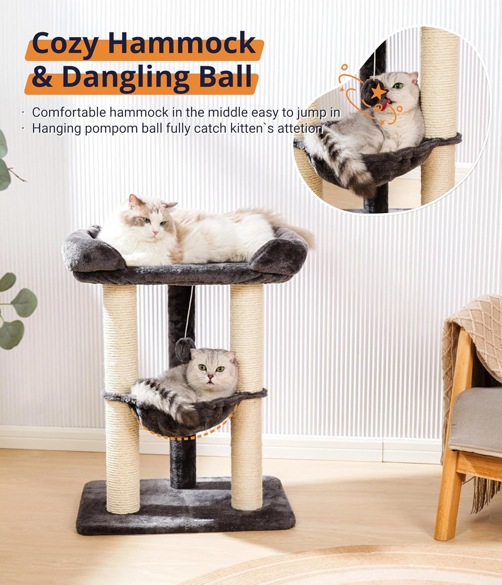 Happi N Pets 28" Cat Tree, Large Bed for Big Cats, Small Cat Tower with ...