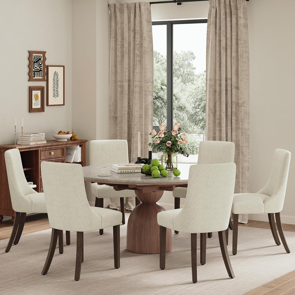 MALOL Wooden Dining Chairs Set of 6, Upholstered Kitchen & Dining Room Ch...