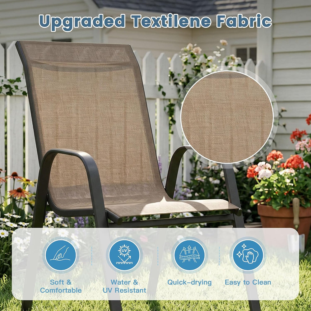 DIFY Patio Chairs Set of 6, Stackable Outdoor Dining Chairs Set with Breathab...