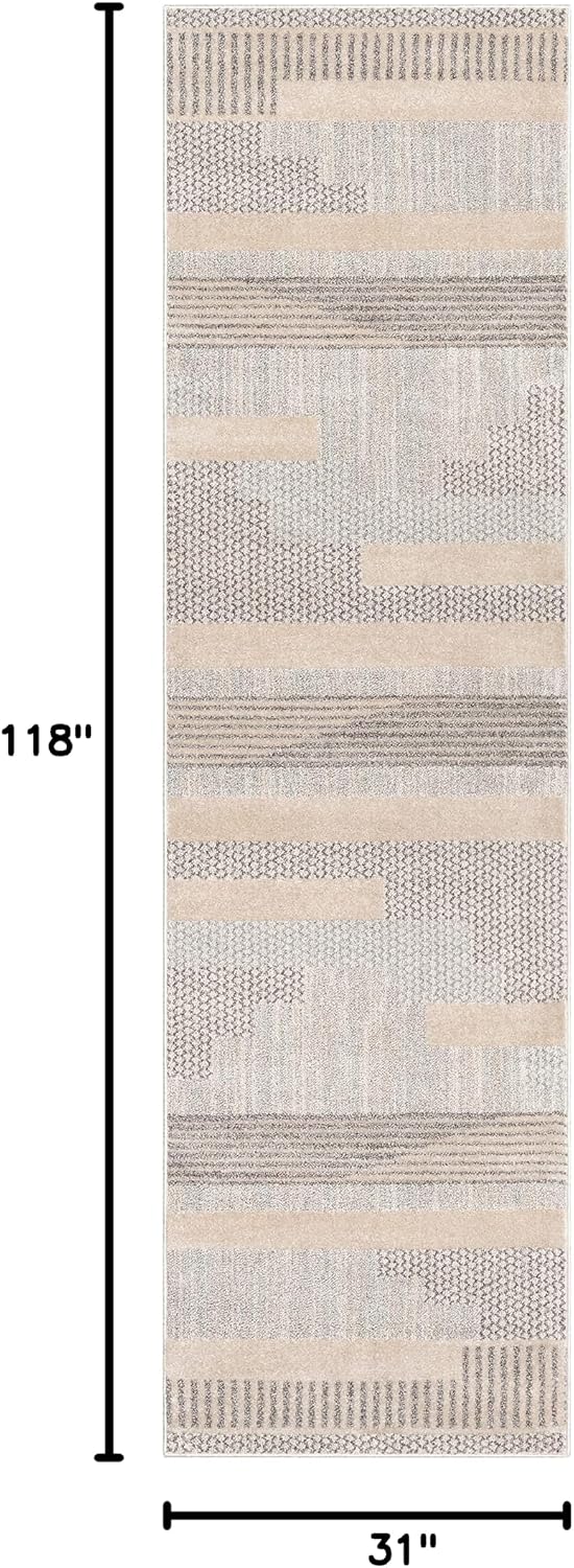 Well Woven Harlow Collection Briar Beige - Modern Tribal Minimalist Geometric...
