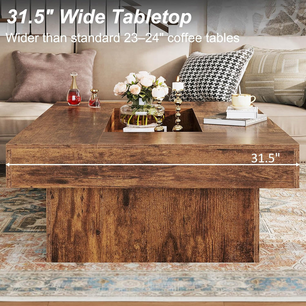 LVB 47"X31" Large Rectangle Wood Coffee Table for Living Room Rusti...