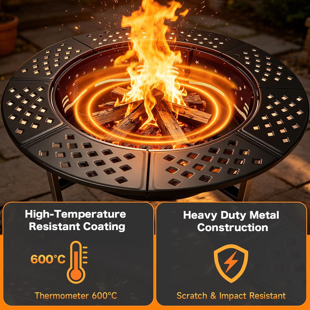PrimeZone 42" Outdoor Wood Burning Fire Pit with 2 Adjustable Grills