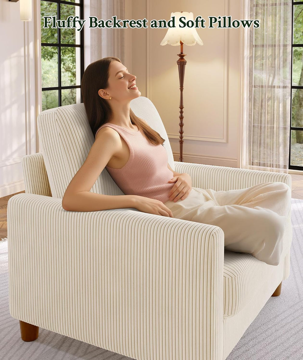 Welzona Corduroy Accent Chair, 35.5” Oversized Chair, Living Room Chairs