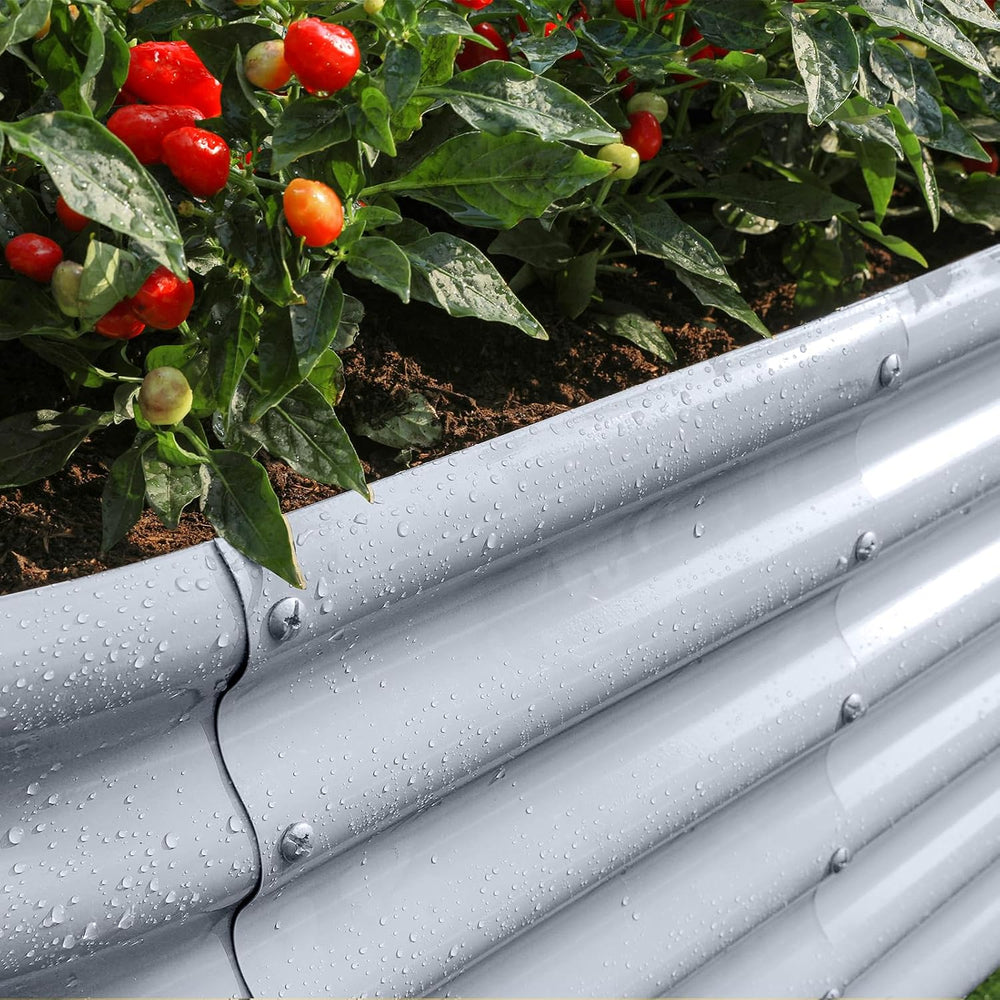 Land Guard 18“ Tall 4×2ft Galvanized Raised Garden Bed Kit, Galvanized Plante...