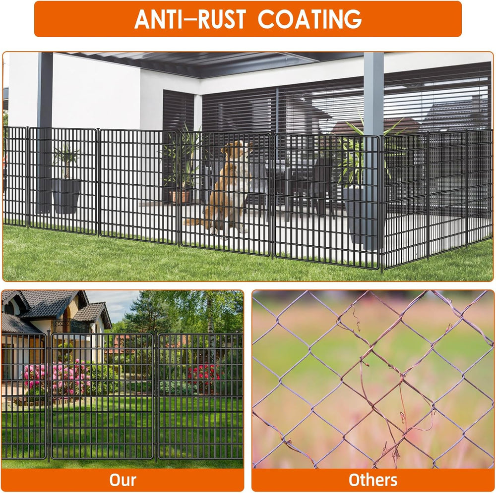 10 Panels No Dig Fence, 32 in(H) X 24 ft(L) Garden Decorative Fence Animal Ba...