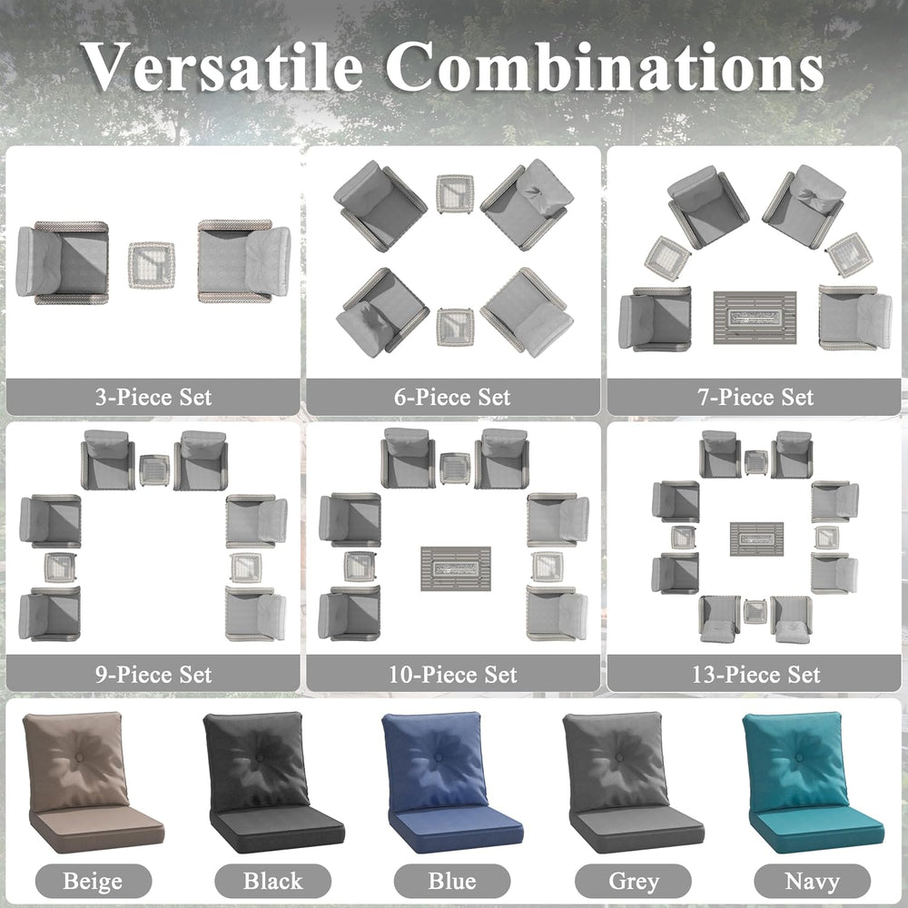 2-Seat Modern Patio Furniture Set with Swivel Rocking Chairs, Thick 4″ Cushio...