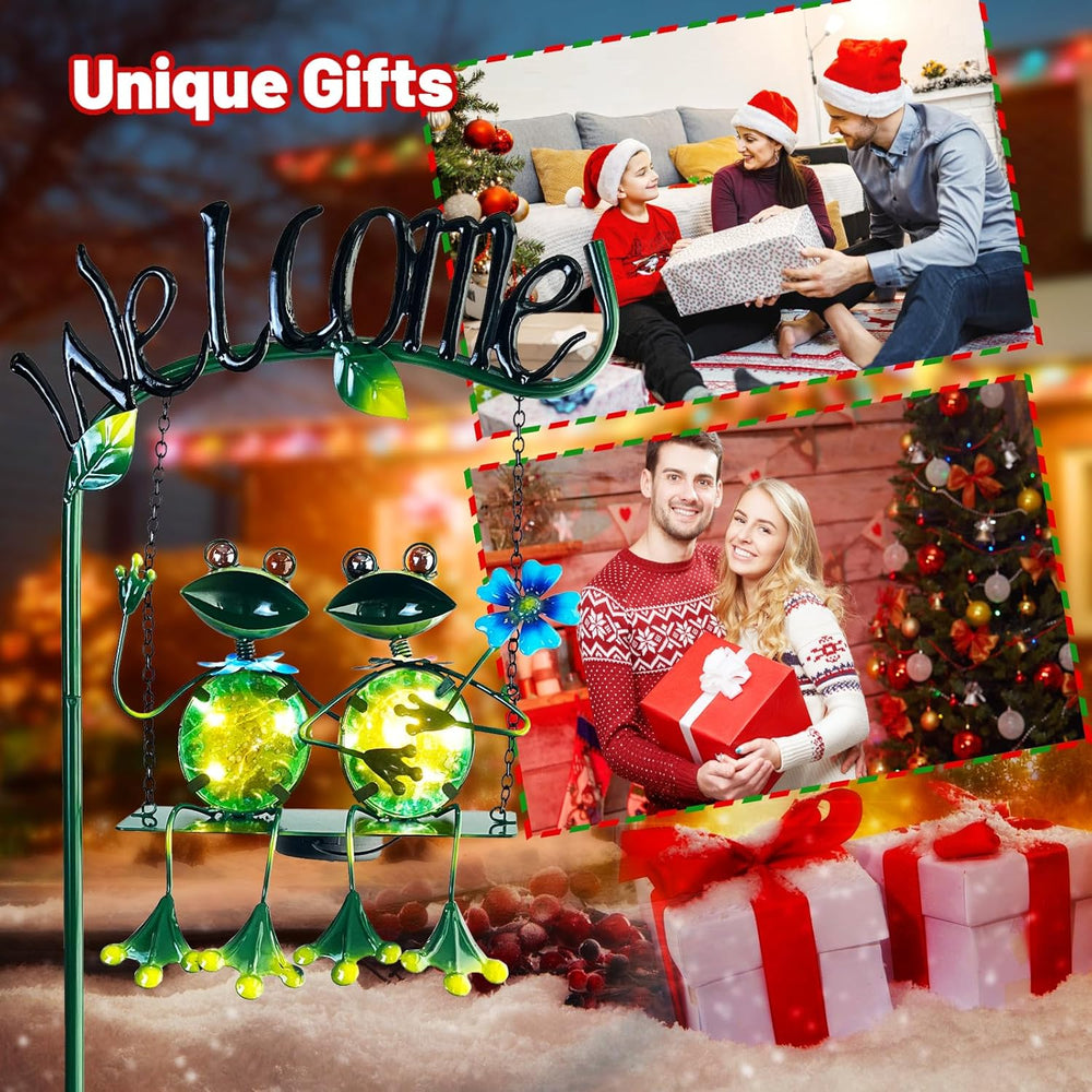 HONGLAND Solar Lights Outdoor Waterproof, Frog Swing Garden Decor, Frog Decor...