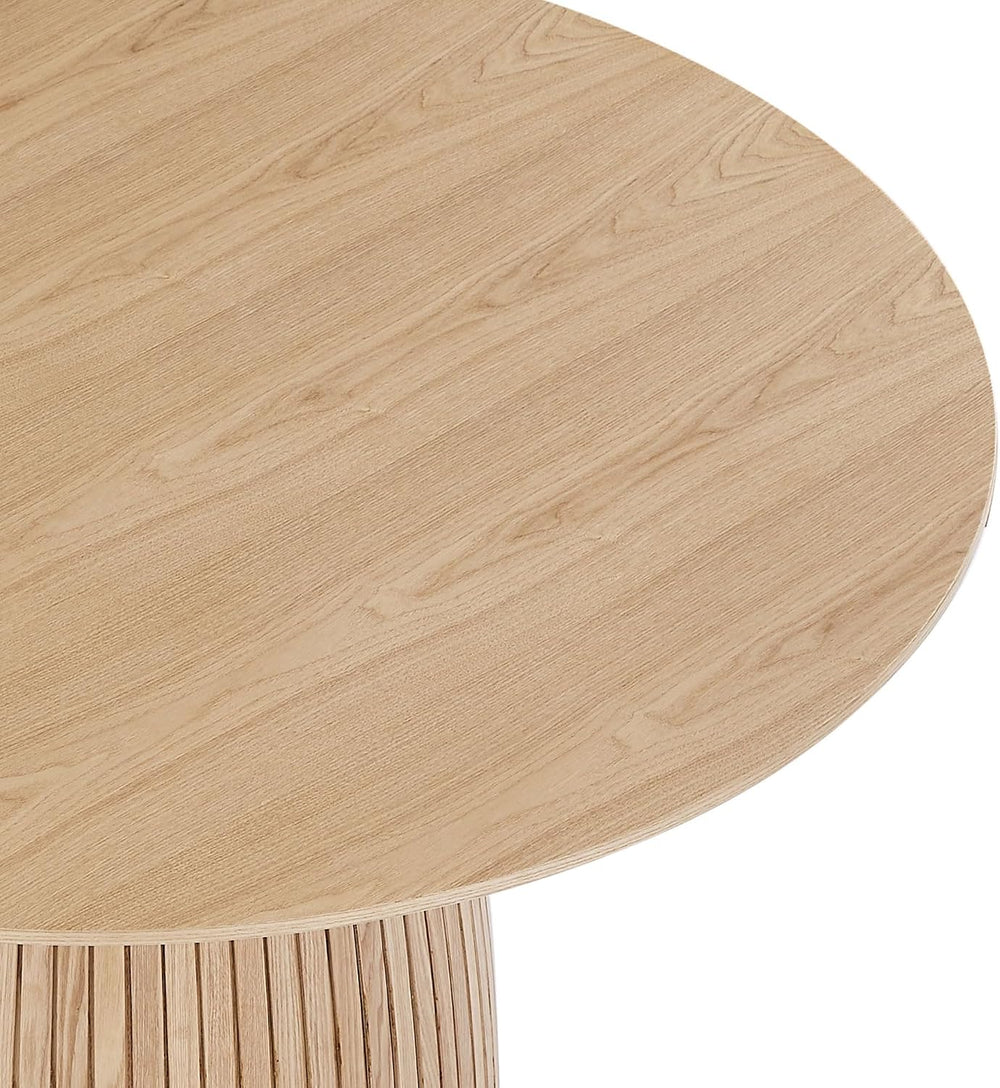 LUMISOL Round Dining Table for 4-6 People, Modern Kitchen Table with Fluted D...