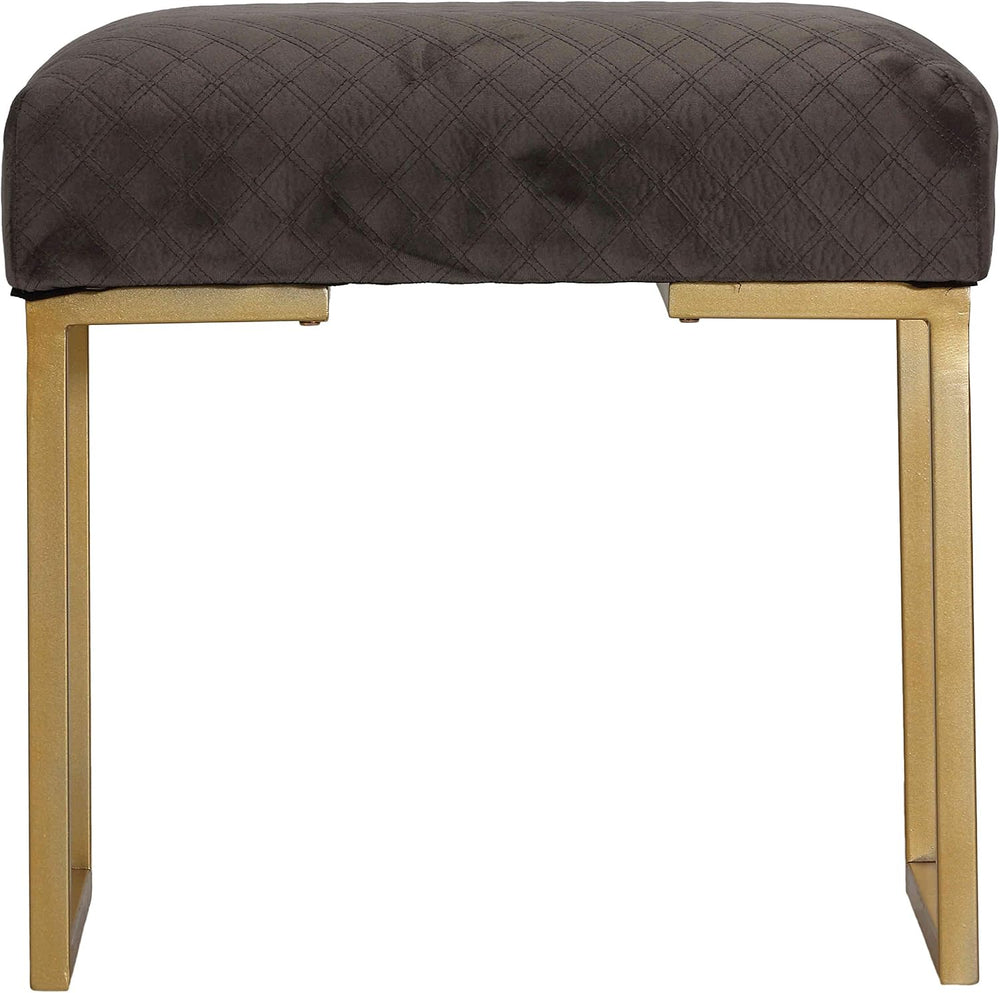 Cortesi Home Allium Ottoman with Painted Gold Legs, 19" Wide, Gray Velvet