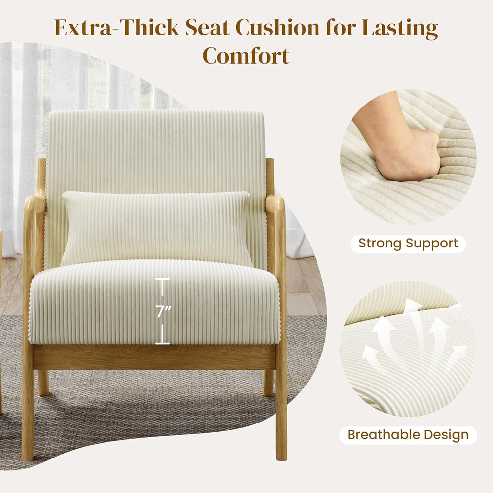Yaheetech Accent Chair for Living Room, Corduroy Mid Century Modern Reading A...