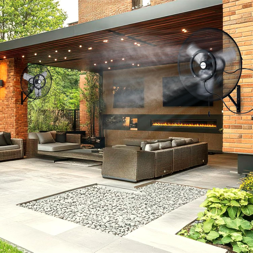 BILT HARD 24" Outdoor Misting Wall Fan, 3-Speed Patio Fans for Outside, ...
