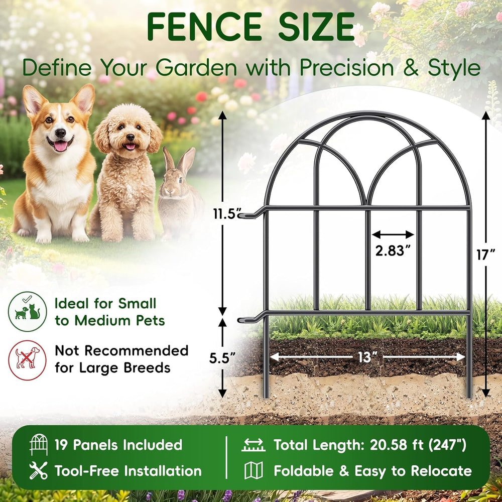 19 Pack 20.58ft x 17in (H) Garden Fence Panels - No Dig Garden Fence Animal B...