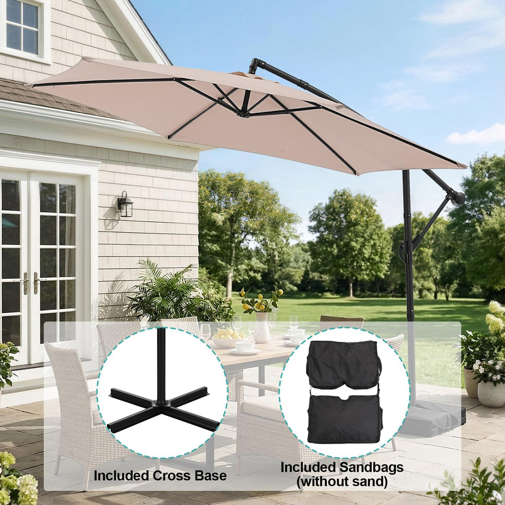 10FT Cantilever Offset Patio Outdoor Umbrella with Base Included