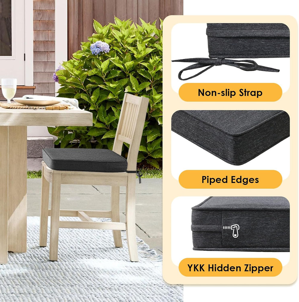 Outdoor Square Corner Seat Cushion, 18.5"x16"x3", Set of 4, No...