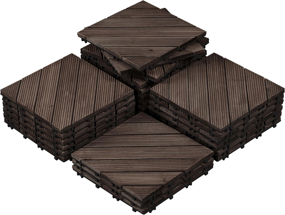 Yaheetech 27PCS Interlocking Deck Tiles Outdoor Patio Flooring,Black