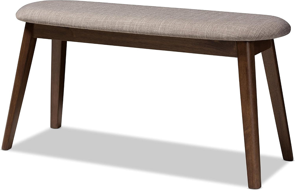 Baxton Studio Easton Mid-Century Modern Light Grey Fabric Upholstered Walnut ...