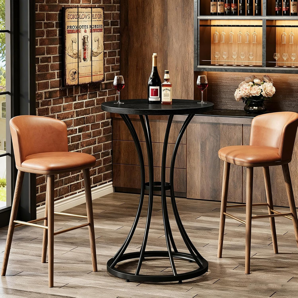 Tribesigns 37.4" H Bar Table, Round Bar Table with Curved Metal Base, Hi...