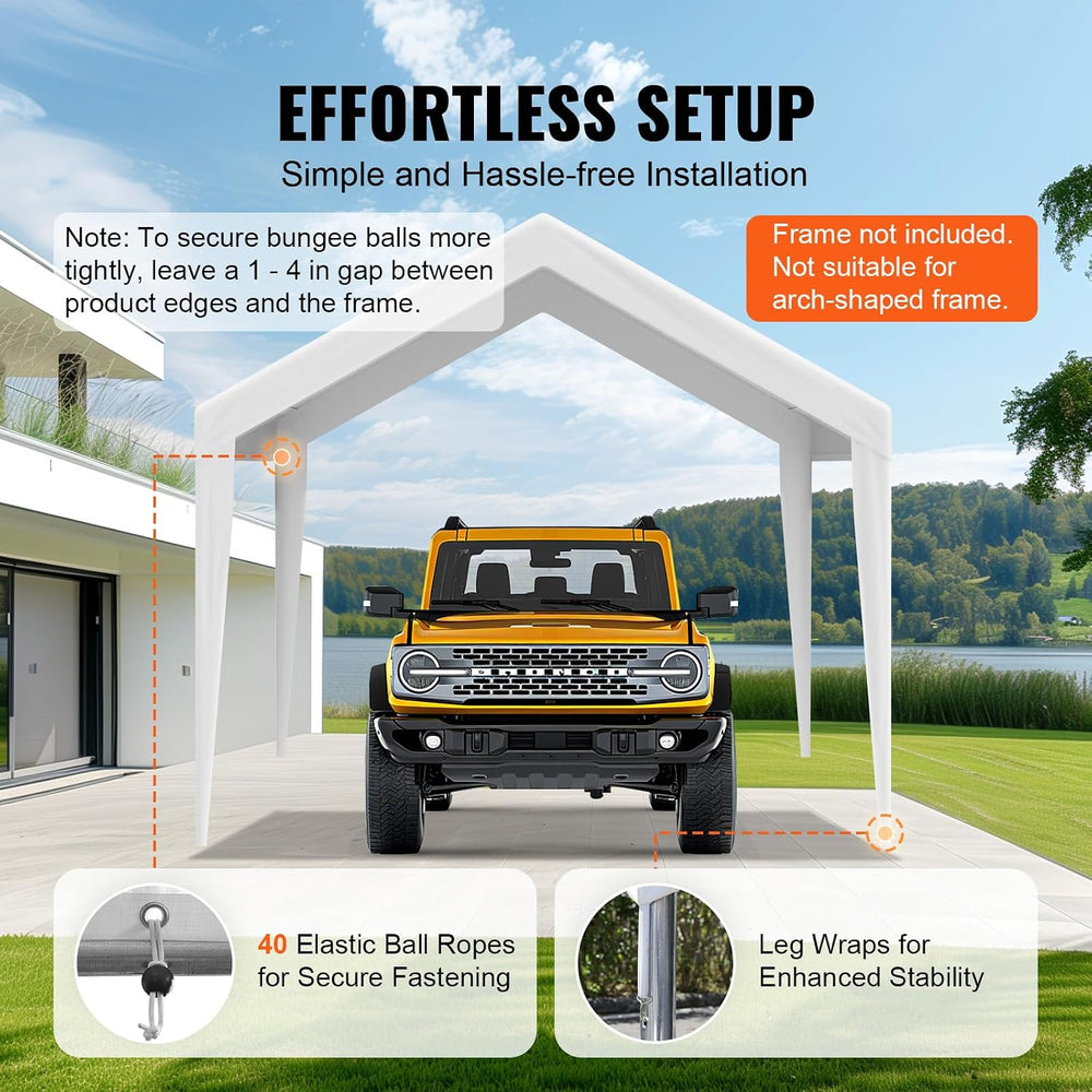 VEVOR Carport Replacement Canopy Cover 10 x 20 ft, Garage Top Tent Shelter Ta...