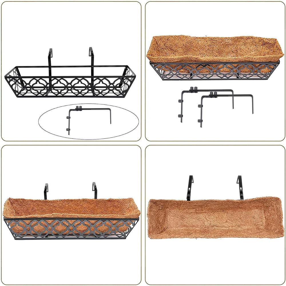 HFHOME 4 Pcs 30" Window Box Deck Railing Planter Box with Horse Trough C...