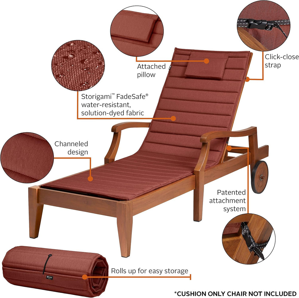 Classic Accessories Storigami Water-Resistant 80 x 26 Inch Chaise Lounge Cush...