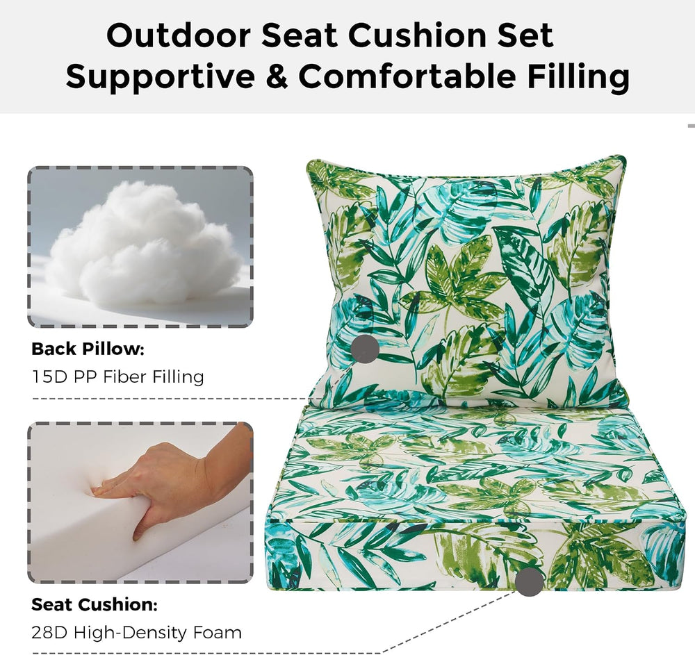FUNHOME Outdoor Chair Cushion Set 24x24 Inch,Water-Resistant & Fade-Resis...