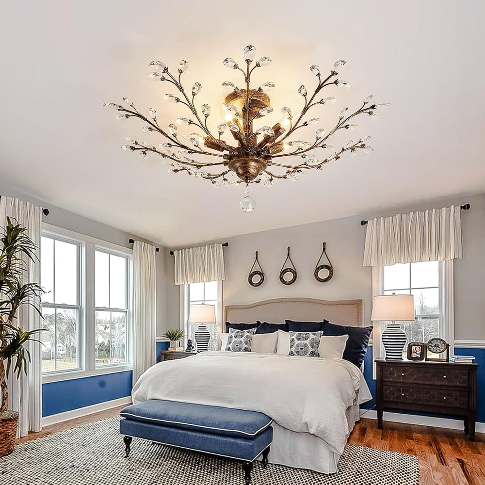 CVKASH 5 - Light Vintage Crystal Chandelier Modern Bronze Branche Ceiling Lig...