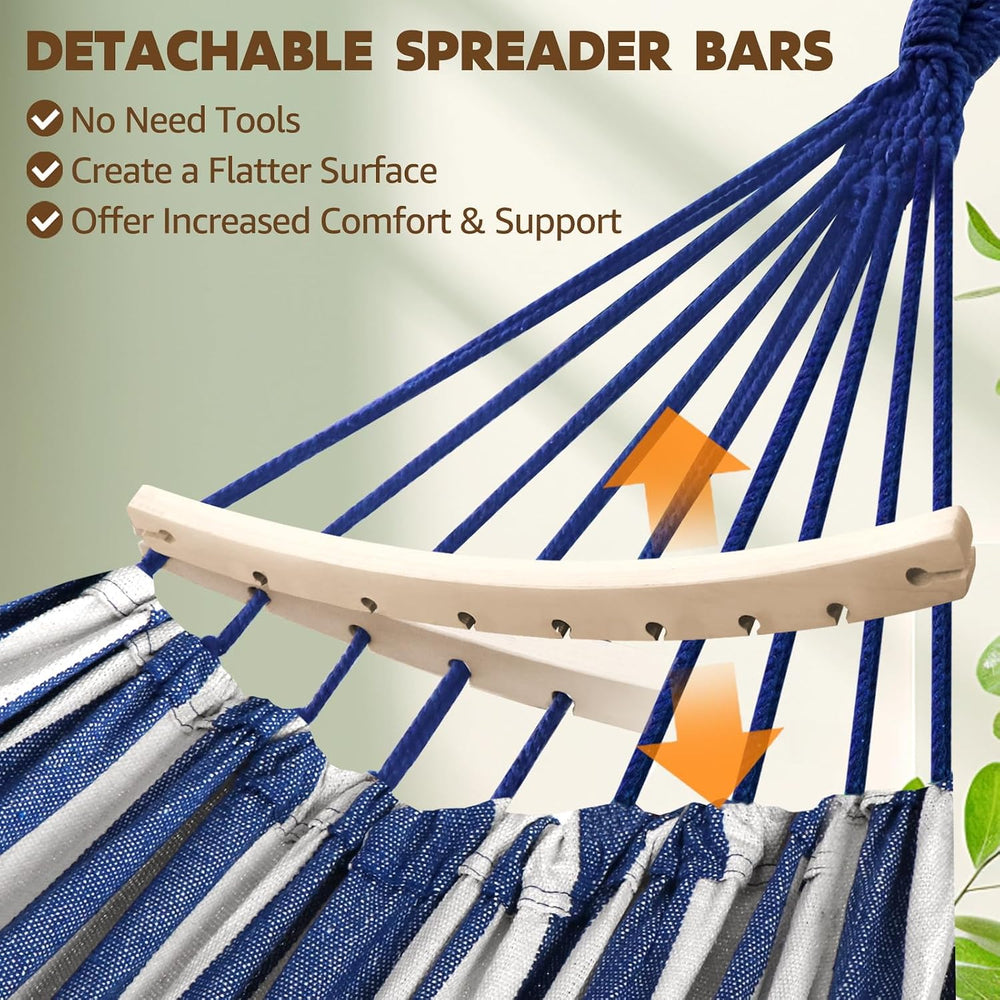 Chihee Cotton Blend Hammock 106 x 59 in 660 lb Detachable Spreader Bars