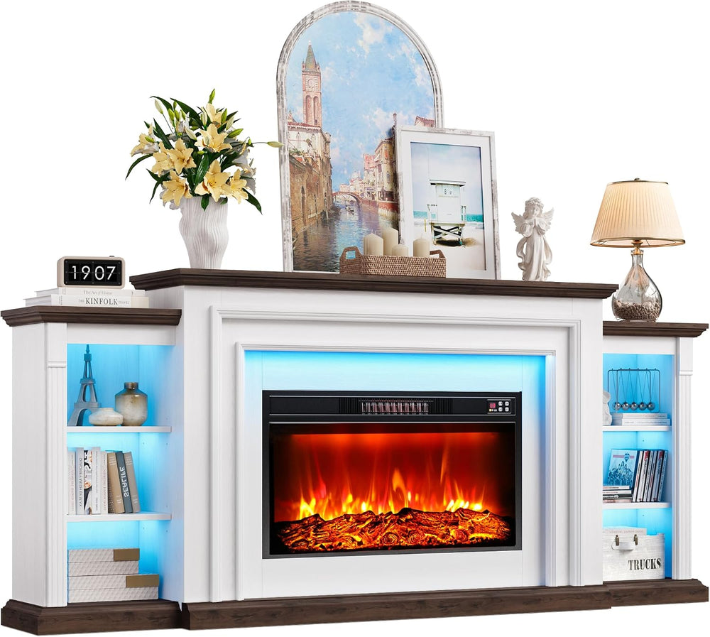 80" Electric Fireplace TV Stand for TVs Up to 90" with LED Light
