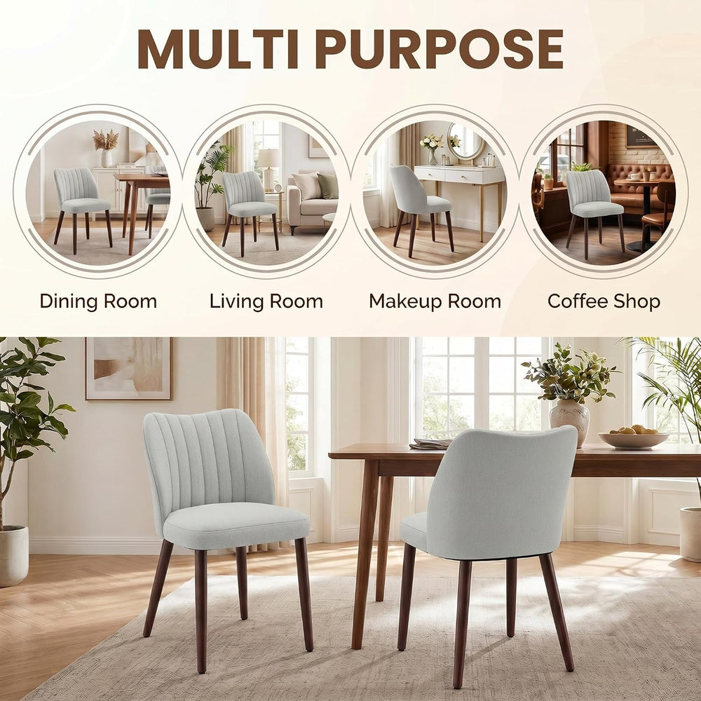 Upholstered Dining Chairs Set of 2, Modern Fabric Dining Chairs with Curved B...