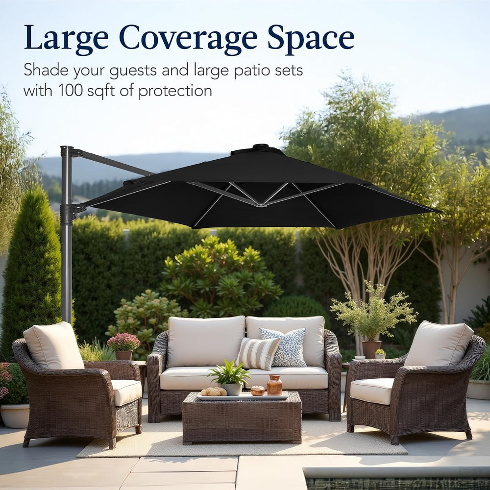 Best Choice Products 10ft Offset Cantilever Hanging Market Patio Umbrella, Sm...