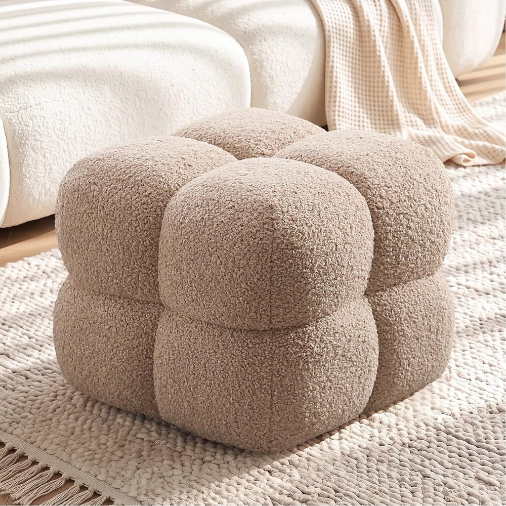 Zesthouse Square Pouf Ottoman Footstool, Modern Vanity Chair for Bedroom