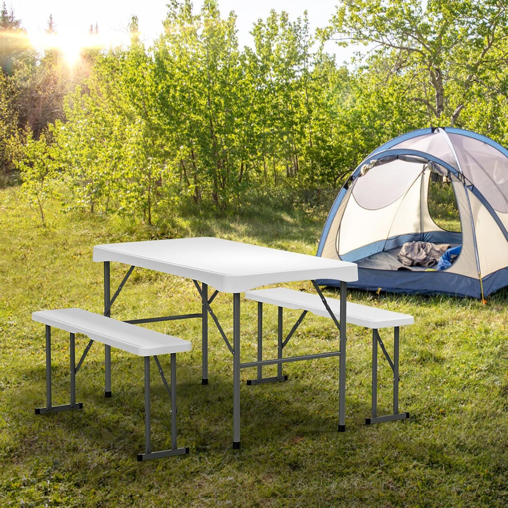 VINGLI Picnic Table Set with 2 Benches, 6 Feet Camping Table Chair Set, Heavy...